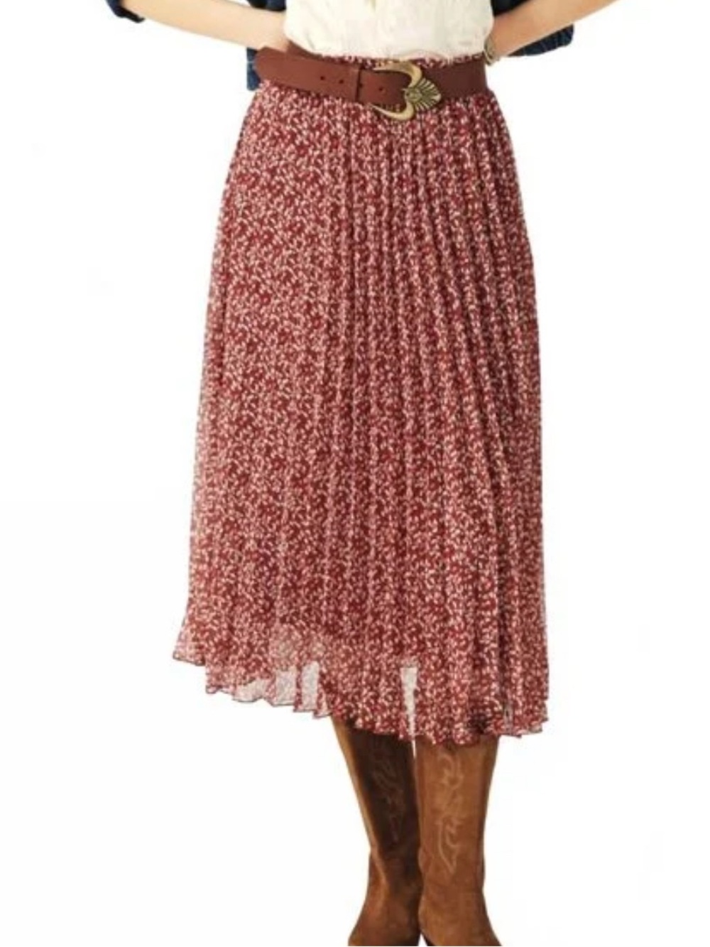 Ba&sh Kamy Pleated Midi Skirt In Burgundy Size 34